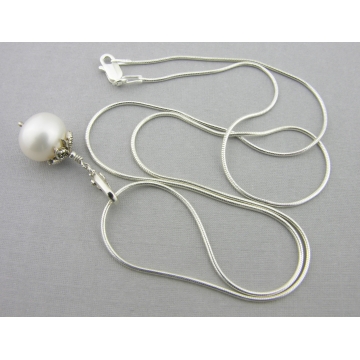 Pearl Enhancer/Necklace - large freshwater pearl marcasite sterling silver srajd cserpentDesigns
