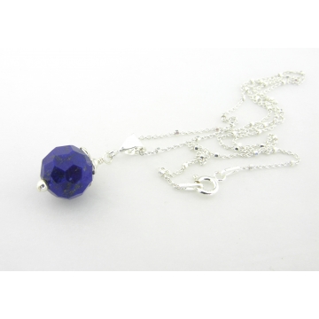 Lapis and Petals Necklace - handmade blue lapis sterling silver faceted drops gemstone artisan layering srajd cserpentDesigns