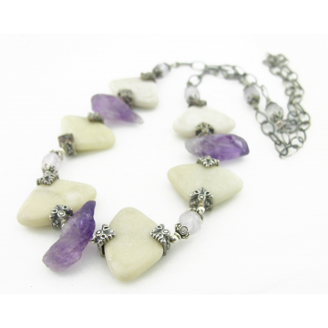 Frozen Heart Necklace - amethyst marble handmade purple lavendar sterling silver organic artisan srajd