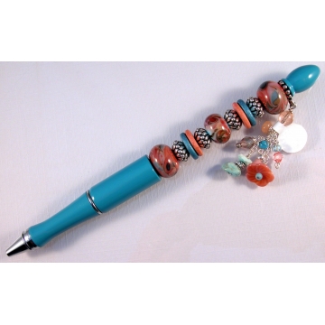 Coral and Turquoise Pen