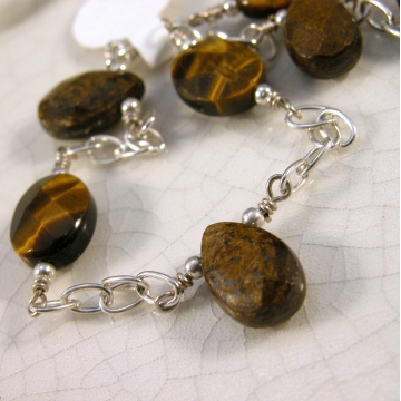 Beautiful Browns Anklet - tiger eye bronzite gemstones sterling silver handmade brown artisan srajd cserpentDesigns
