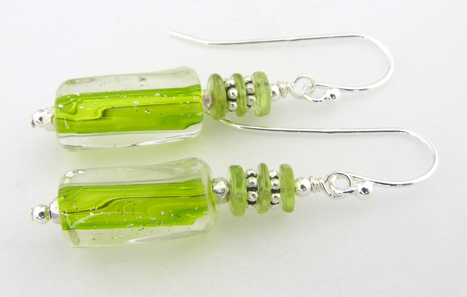 peridot furnace glass earrings