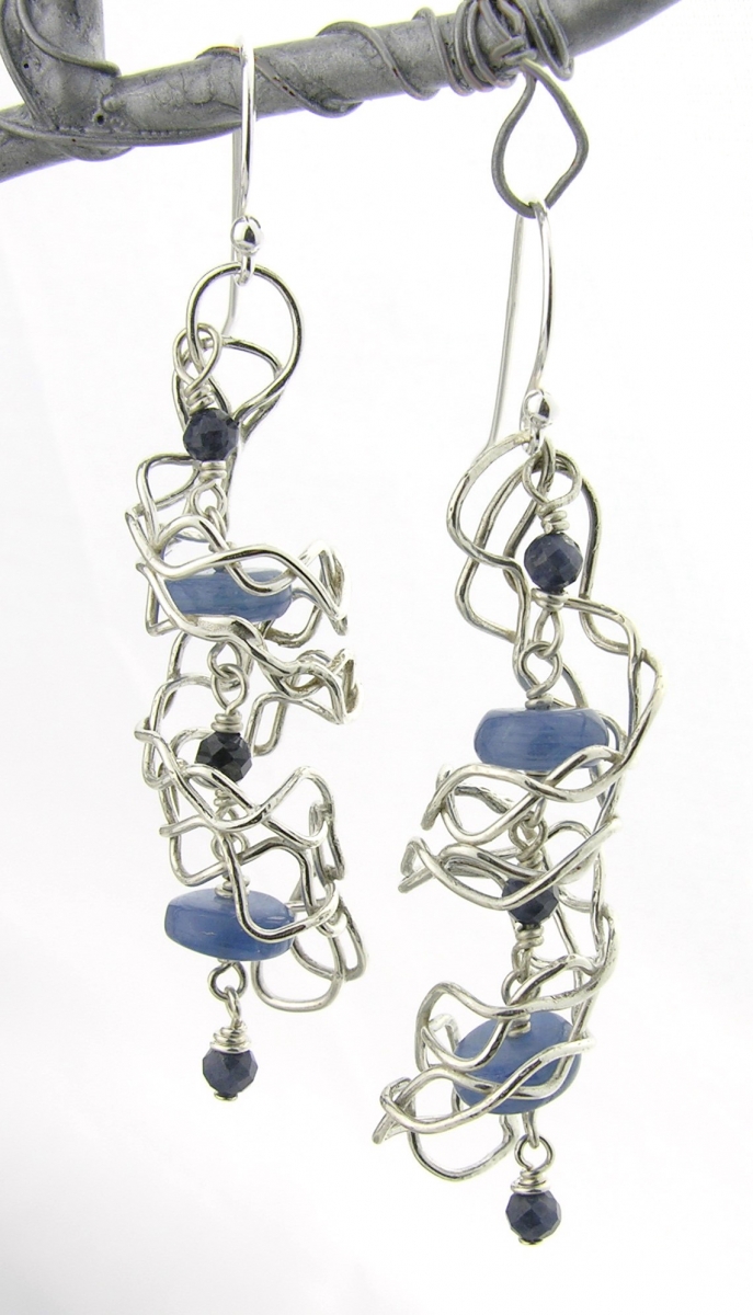 mish mesh spirals and blues earrings twisted halos