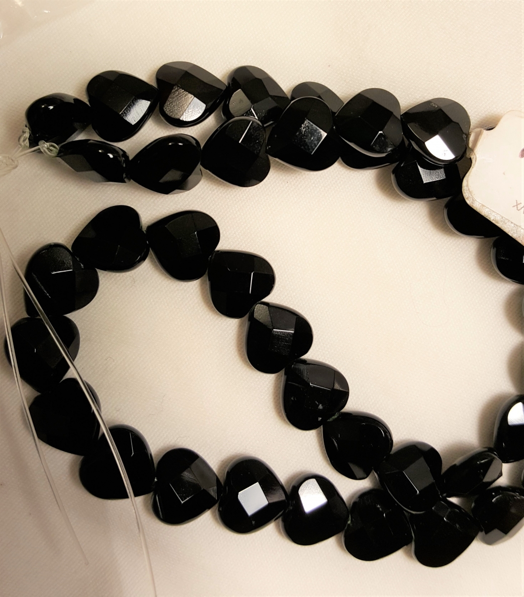 black onyx faceted hearts