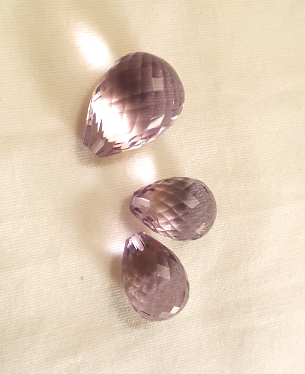 pink amethyst half drilled drops